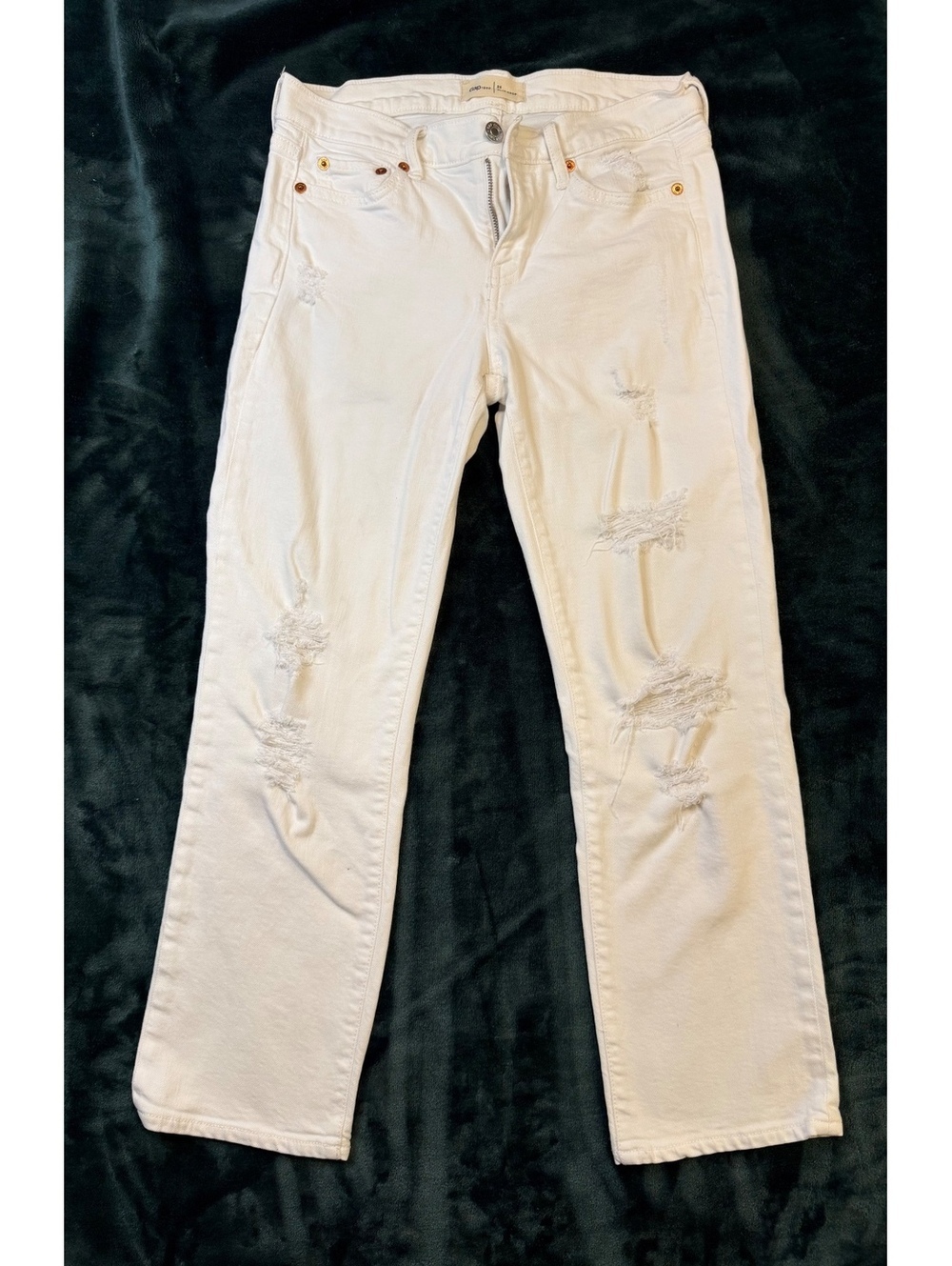 Gap White Distressed Slim Crop Jeans 25